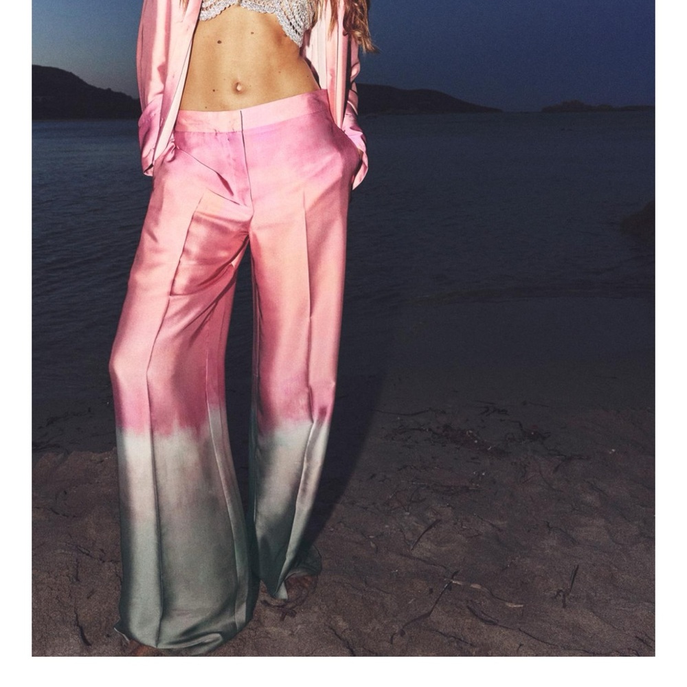 ZARA TIE DYE PRINT WIDE LEG PANTS
